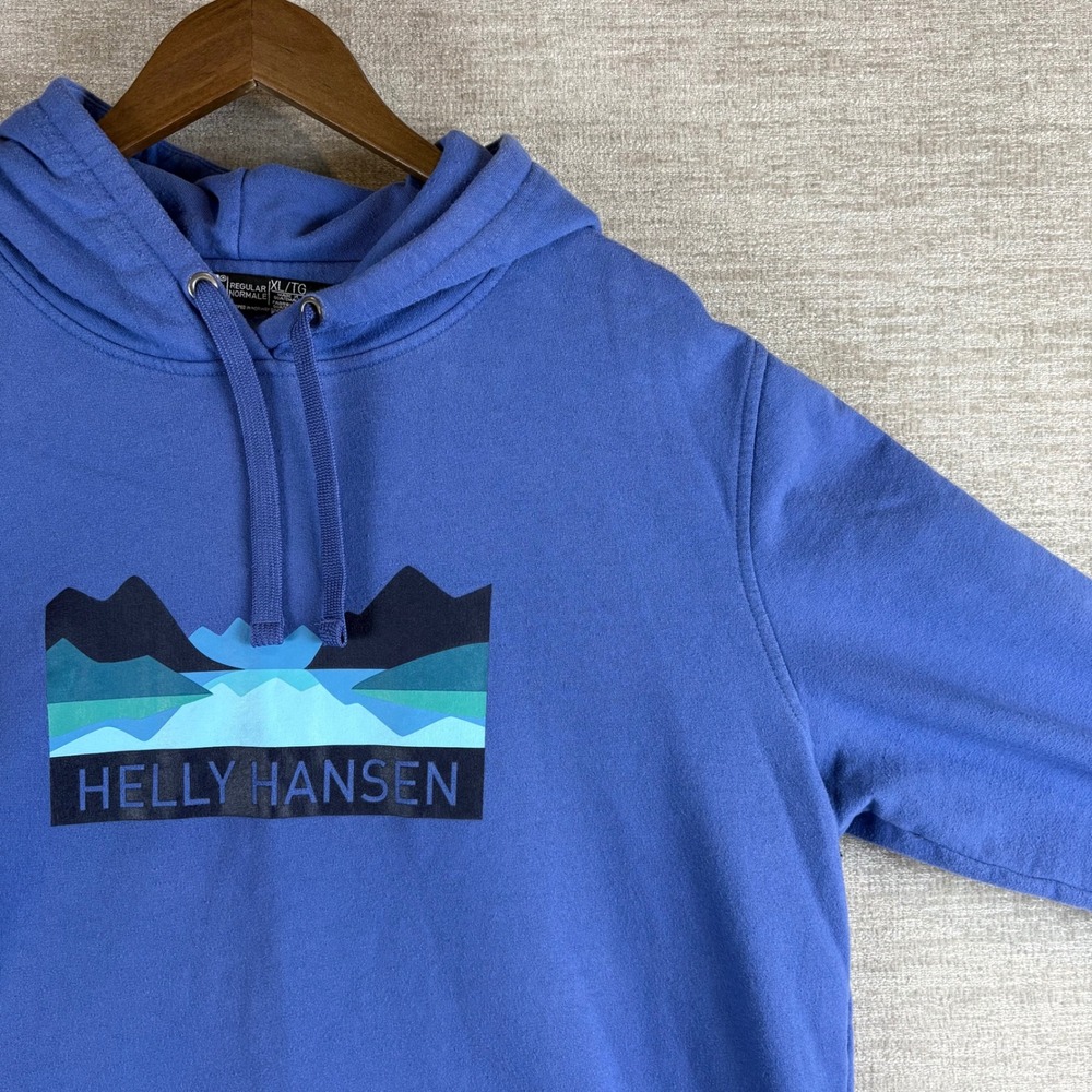 Helly Hansen Fjord Graphic Pullover Hoodie Mens XL Blue Mountain Outdoors Hiking